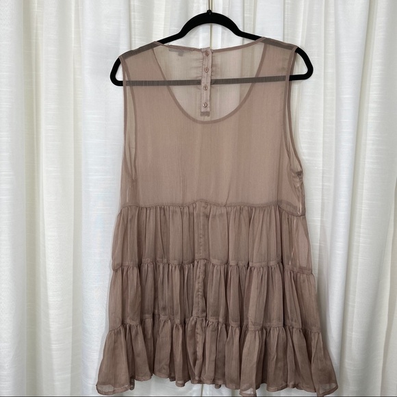 And’or vogue sheer oversized peplum ruffle sleeveless blouse - Picture 4 of 8